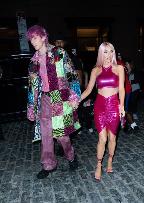 Megan Fox Matched Her Electric Fuchsia Outfit to Machine Gun Kelly’s Hair